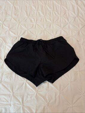 Old Navy Black Athletic Drawstring Shorts with Curved Hem